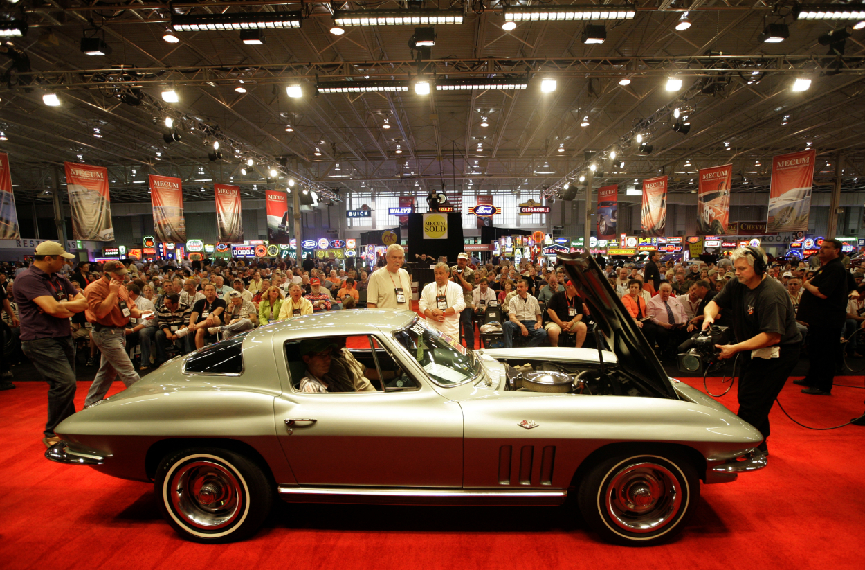 A 1966 Chevy Corvette on display at a car show