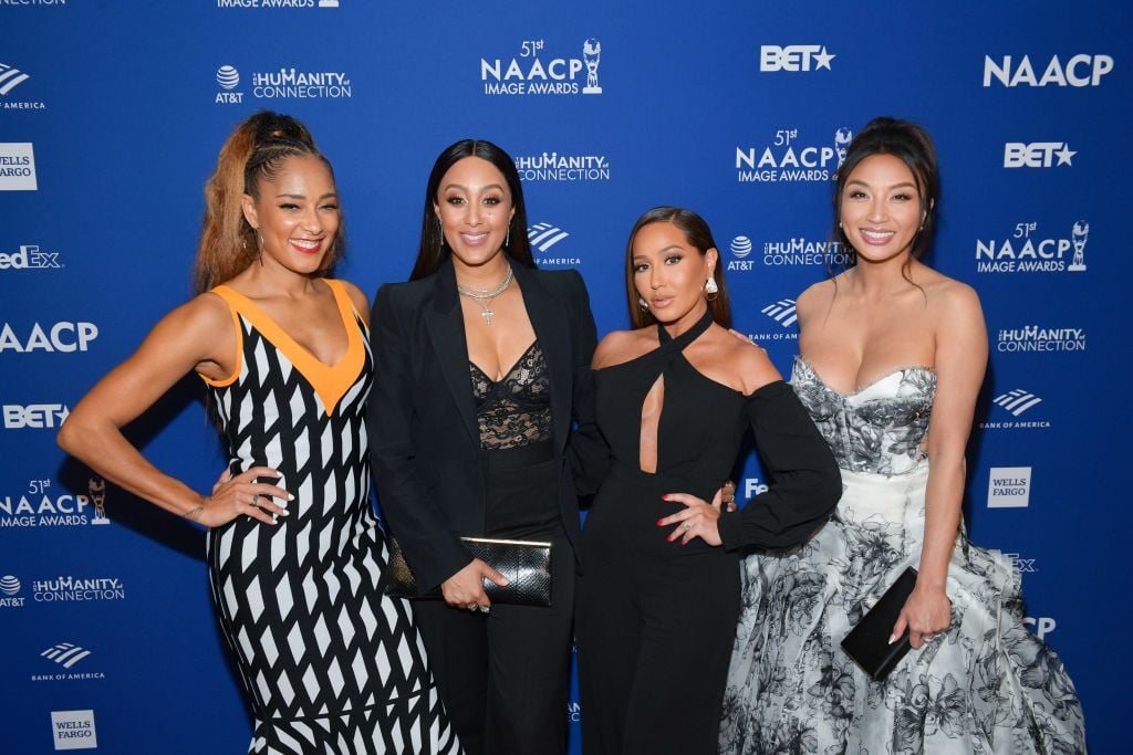 Amanda Seales, Tamera Mowry-Housley, Adrienne Houghton, and Jeannie Mai on the red carpet at an event in February 2020
