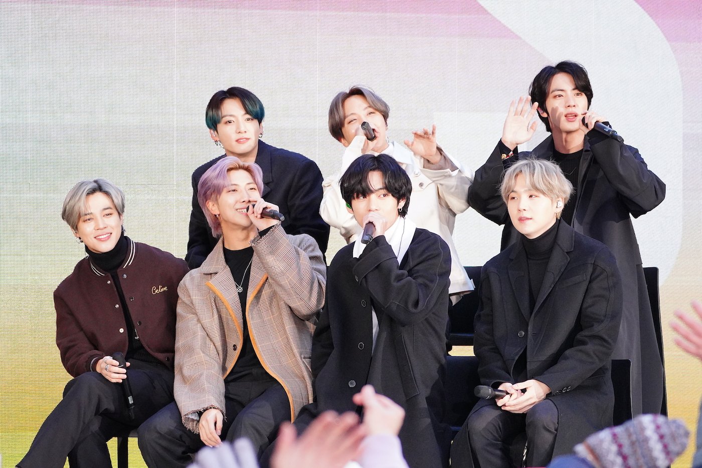 J-Hope, SUGA, Jungkook, Jimin, RM, V, and Jin of the K-pop band BTS