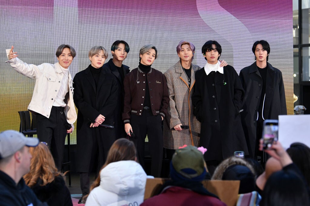 J-Hope, SUGA, Jungkook, Jimin, RM, V, and Jin of BTS visit the "Today" Show at Rockefeller Plaza on February 21, 2020 in New York City.