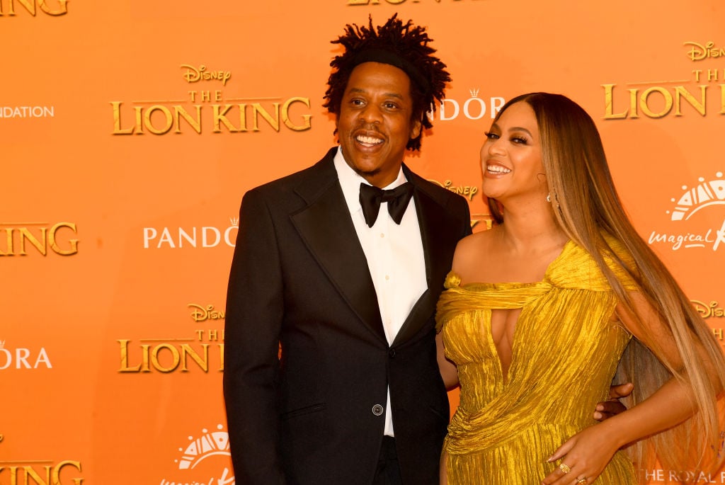 Jay-Z and Beyoncé Knowles-Carter attend 'The Lion King' European Premiere 