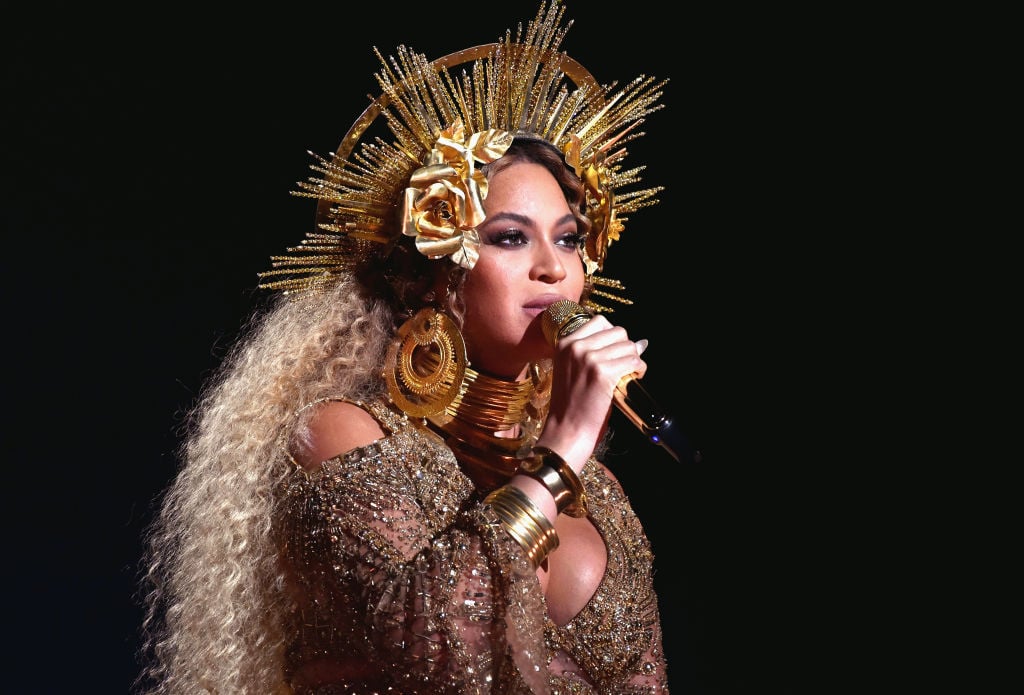 Beyoncé performing on stage in February 2017