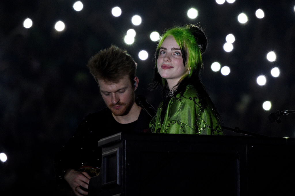 Finneas O'Connell and Billie Eilish perform live on stage at Billie Eilish 'Where Do We Go?' World Tour Kick Off 