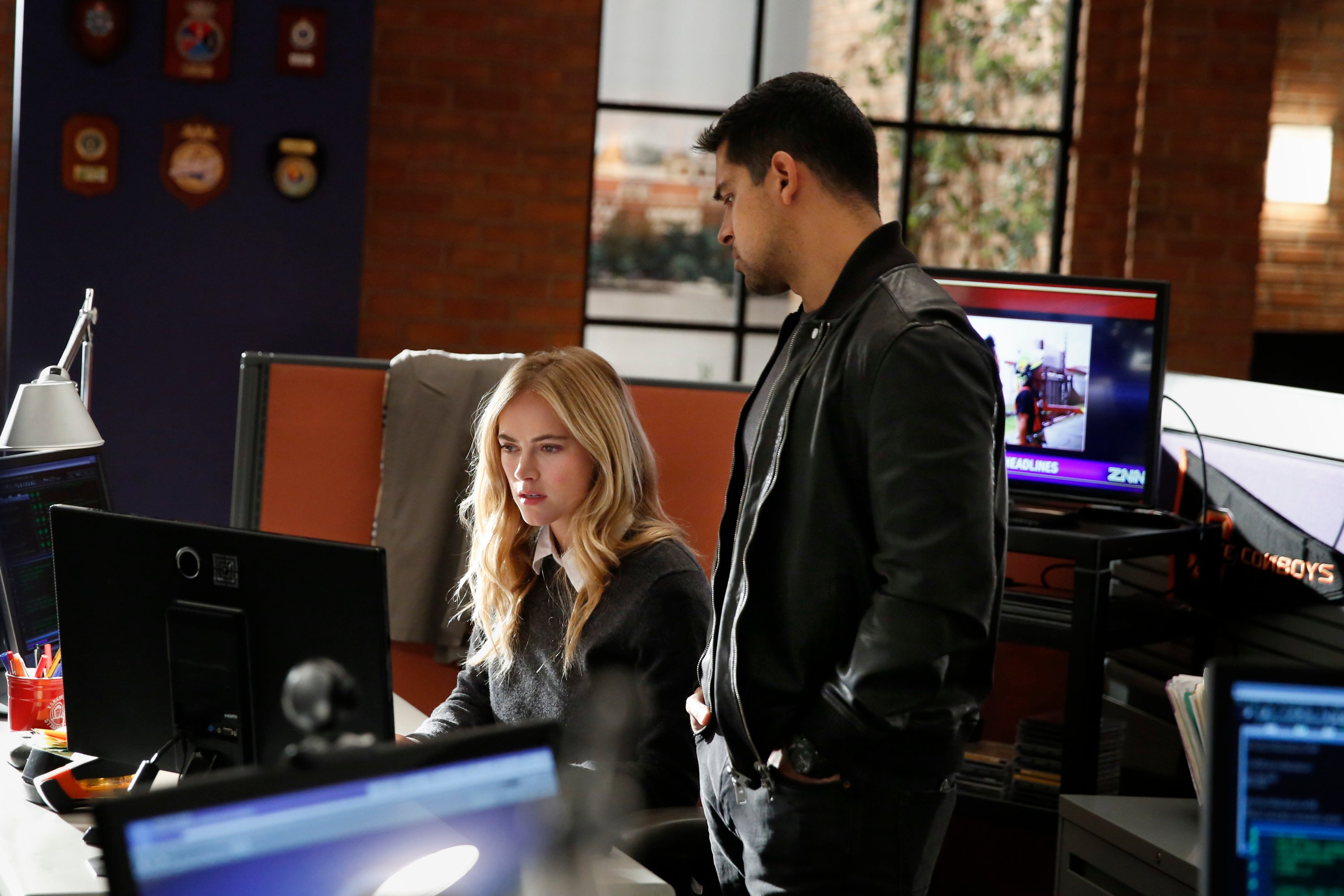 Emily Wickersham as Bishop and Wilmer Valderramma as Torres | Cliff Lipson/CBS via Getty Images