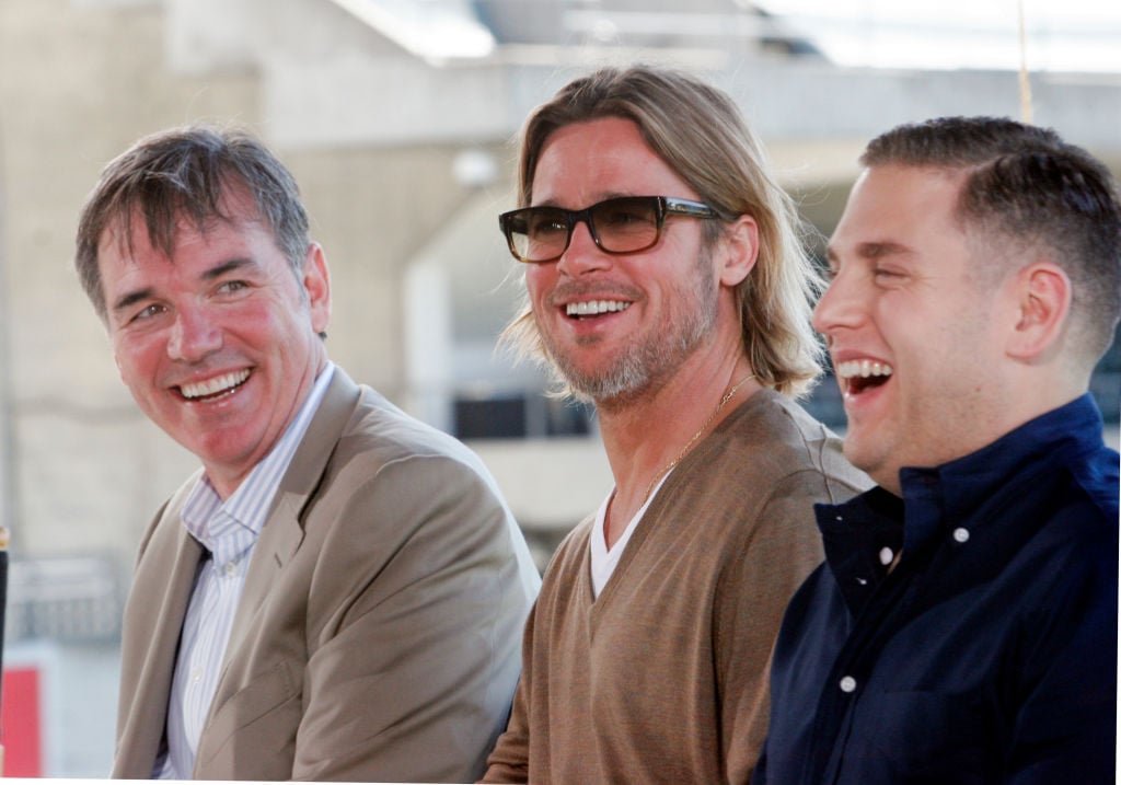 Billy Beane, Brad Pitt, and Jonah Hill answering questions