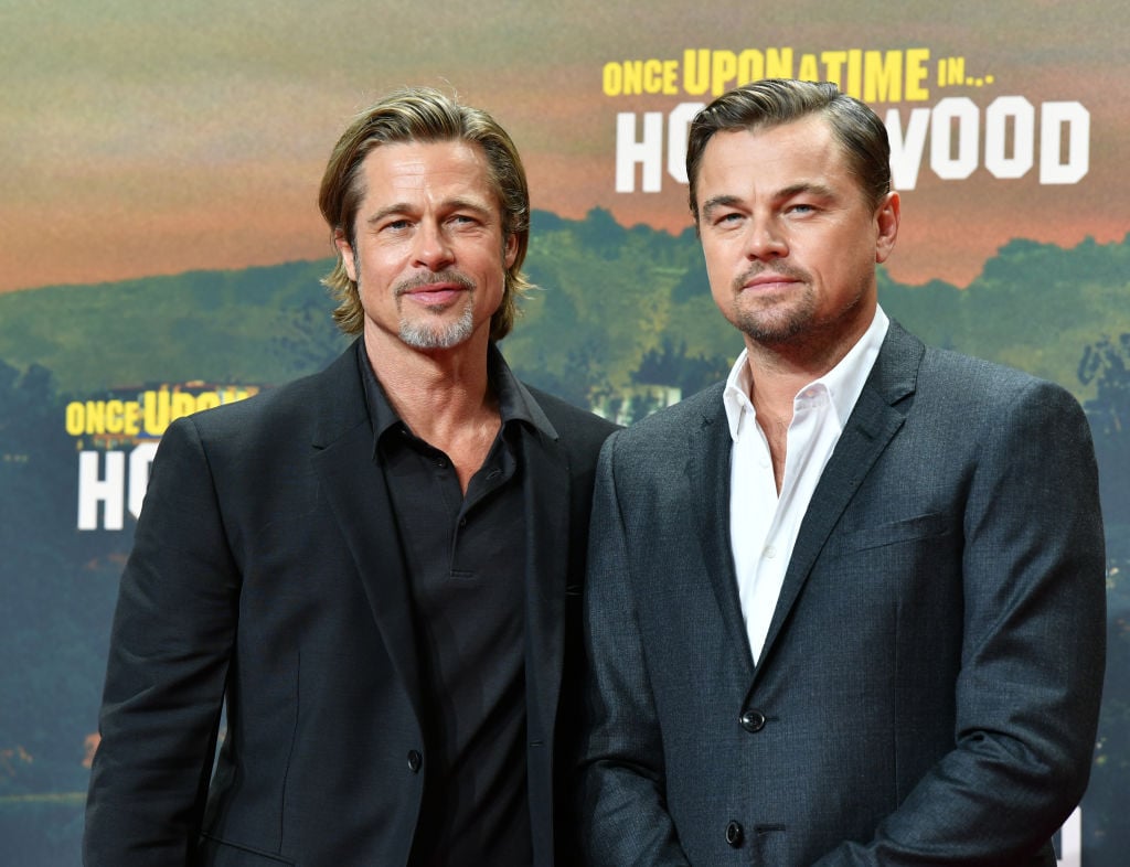 Brad Pitt (l) and Leonardo DiCaprio come to the premiere of their movie 'Once upon a time...in Hollywood"'