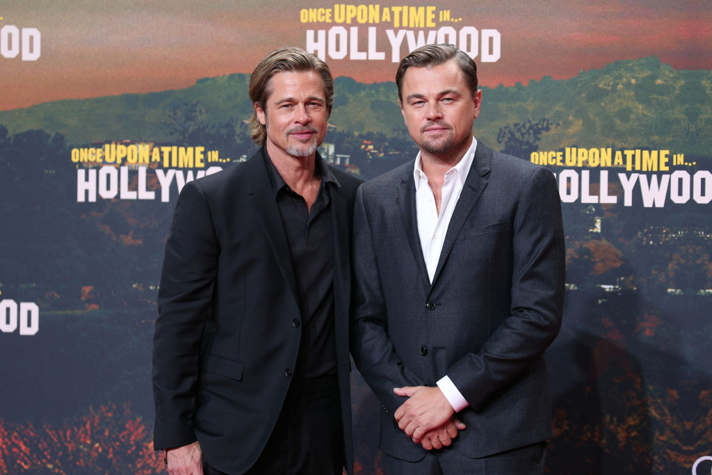 Brad Pitt and Leonardo DiCaprio during the premiere of 'Once Upon A Time In Hollywood' at CineStar