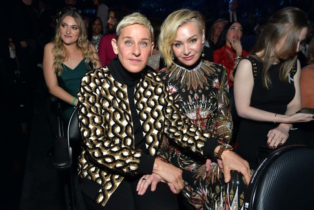 Ellen DeGeneres and Portia de Rossi attend the 62nd Annual GRAMMY Awards