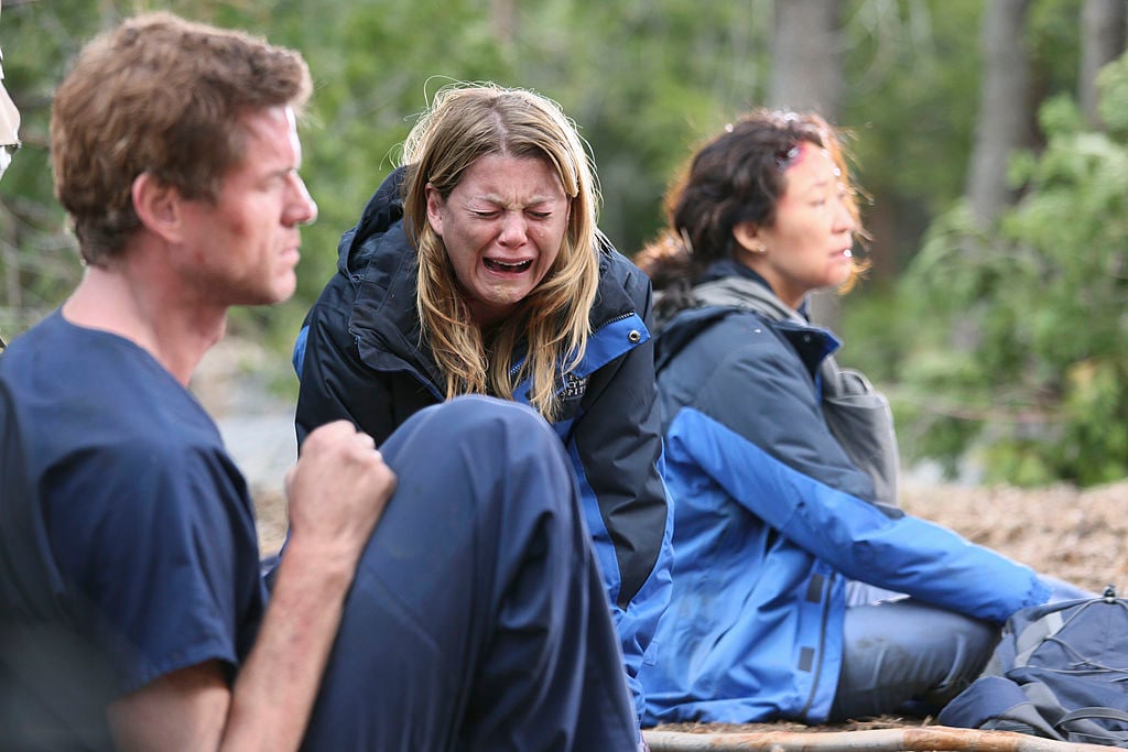 Eric Dane as Mark Sloan, Ellen Pompeo as Meredith Grey, and Sandra Oh as Cristina Yang on ABC's "Grey's Anatomy" - Season Eight