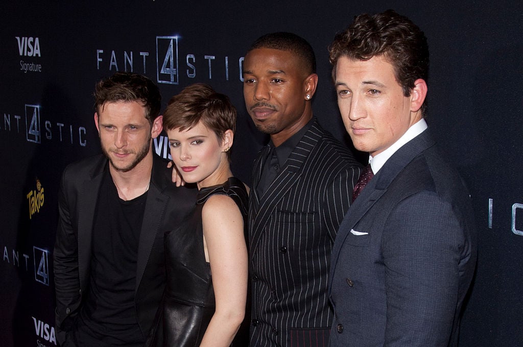 Jamie Bell, Kate Mara, Michael B Jordan, and Miles Teller at the 'Fantastic Four' premiere