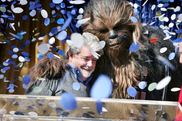 'Star Wars' George Lucas and Chewbacca