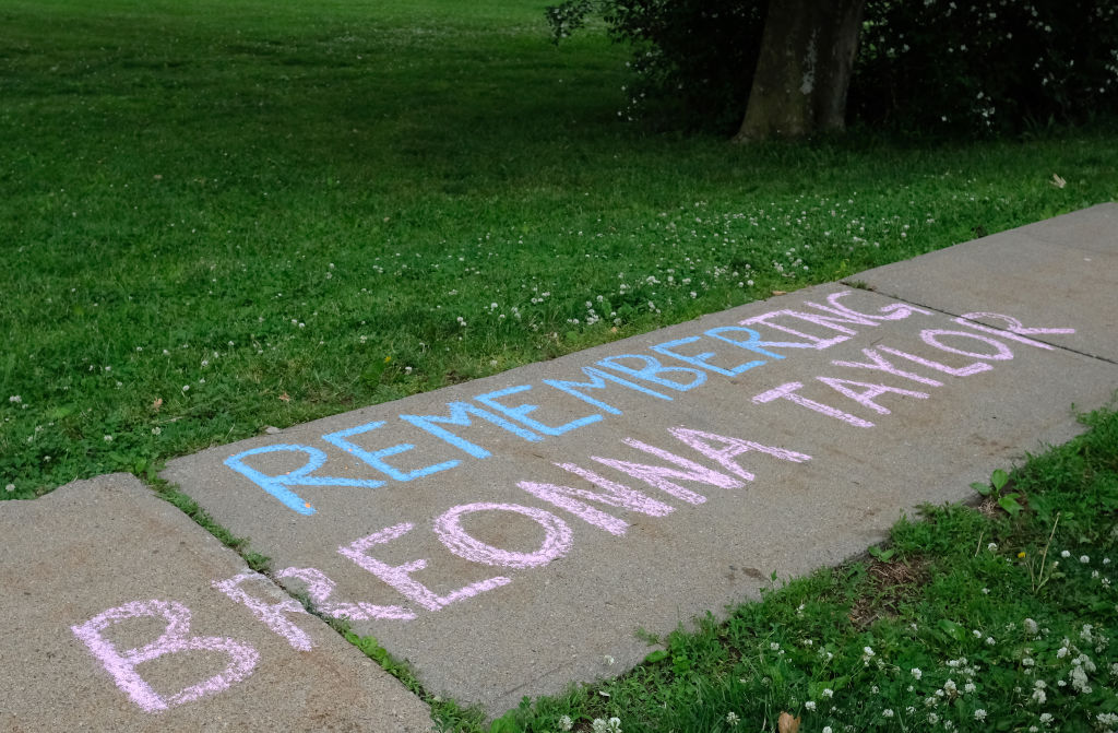 A memorial message for the late Breonna Taylor