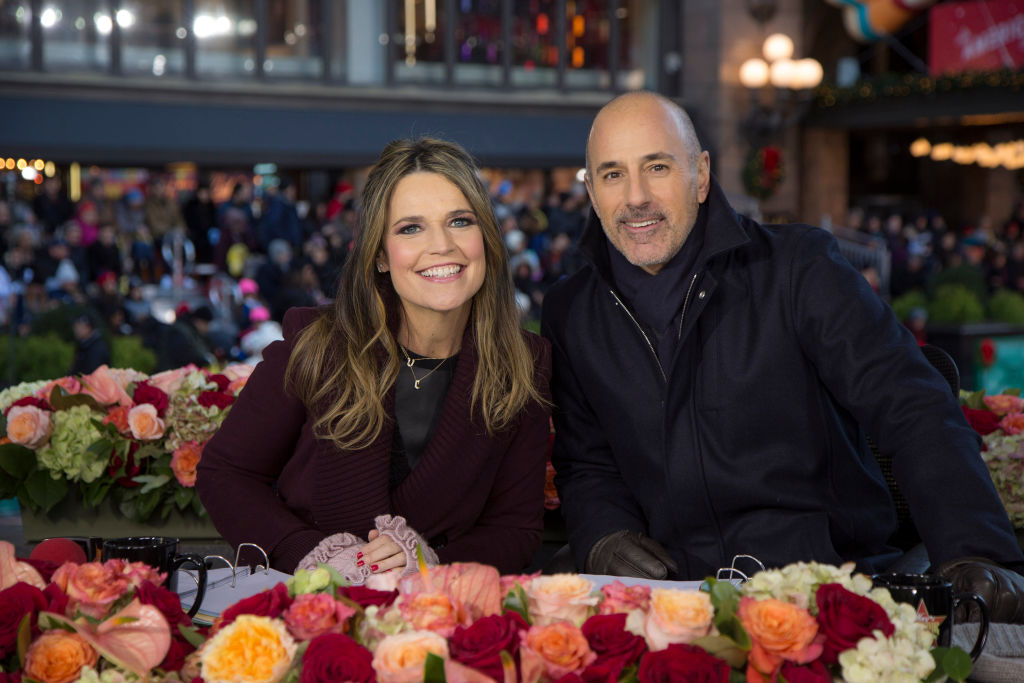 Savannah Guthrie and Matt Lauer hosting the 2017 Thanksgiving Day Parade, just days before his firing