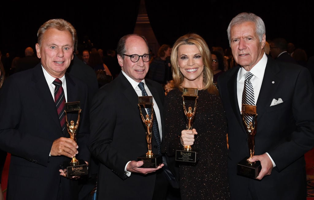 Pat Sajak, Alex Trebek, executive producer Harry Friedman, and Vanna White at the National Association of Broadcasters Broadcasting Hall of Fame in 2018