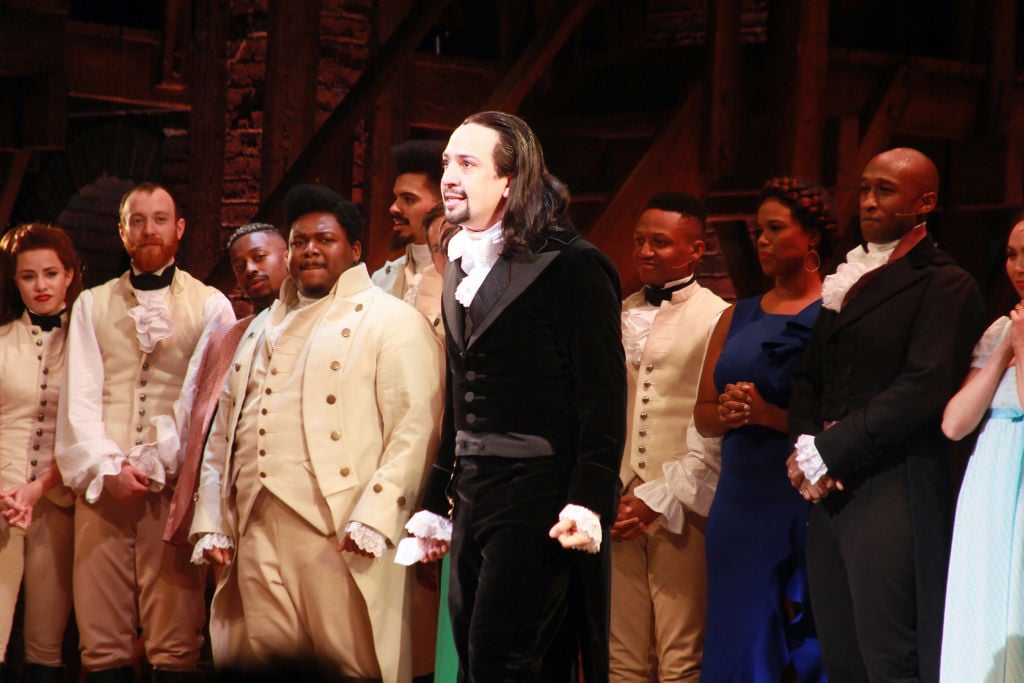 Lin- Manuel Miranda with the cast of 'Hamilton'