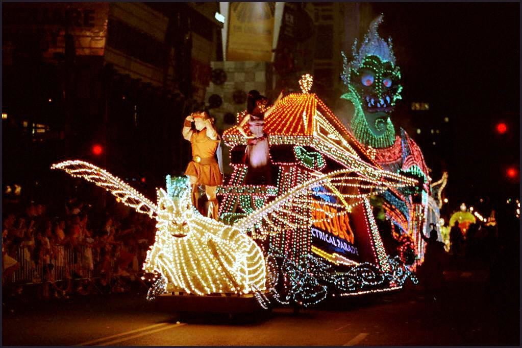 A float passes down 42th Street in New York during a parade for the release of Disney's animated movie 'Hercules'