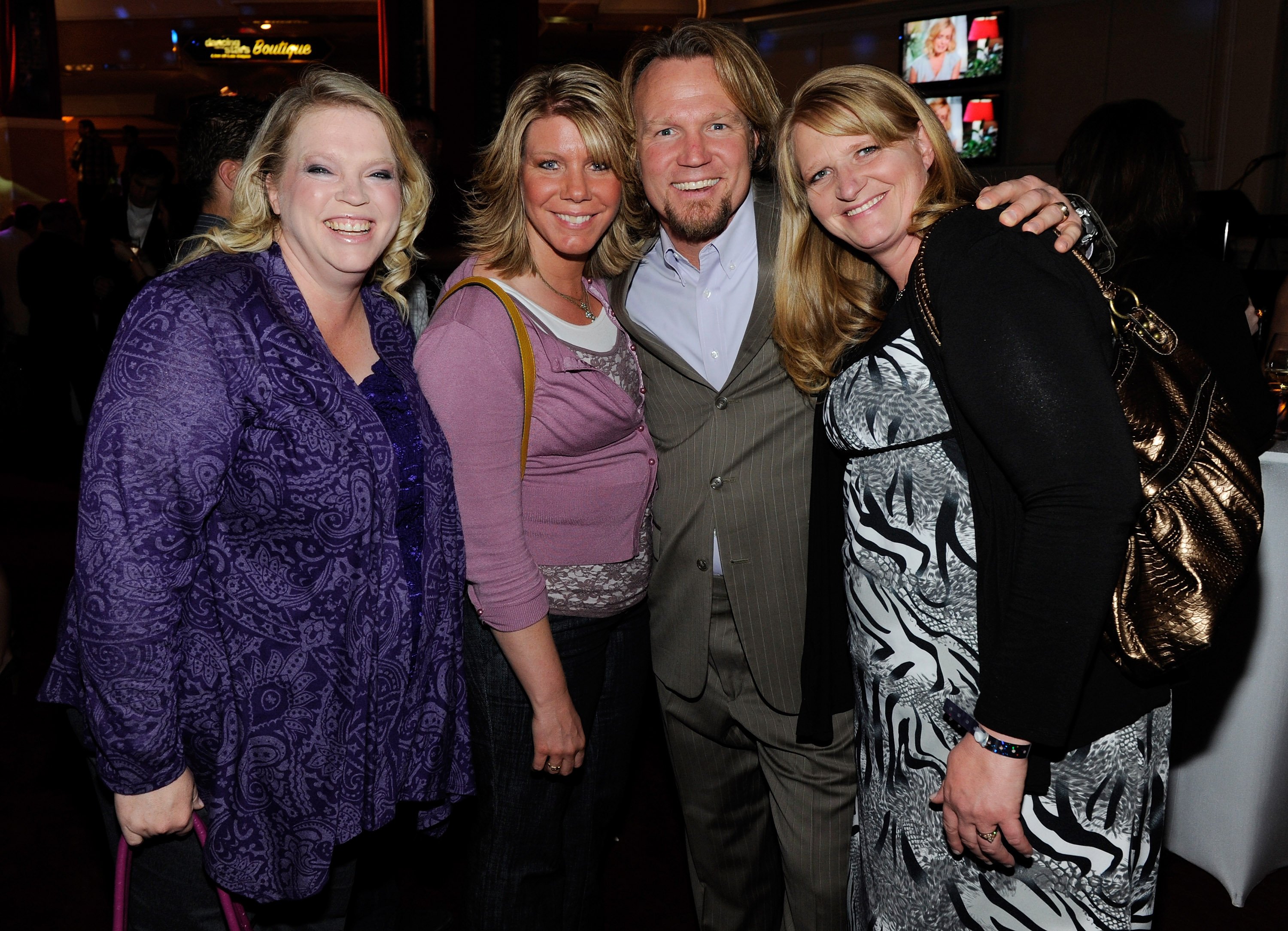 Janelle Brown, Meri Brown, Kody Brown and Christine Brown attend a show in Las Vegas