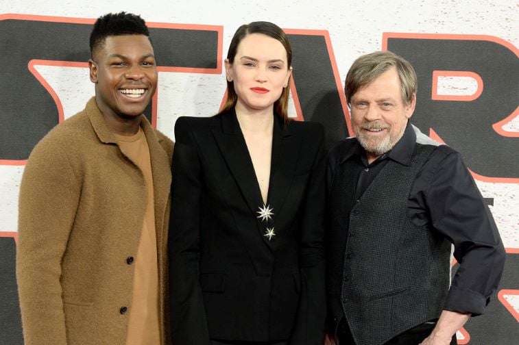 John Boyega, Daisy Ridley, and Mark Hamill