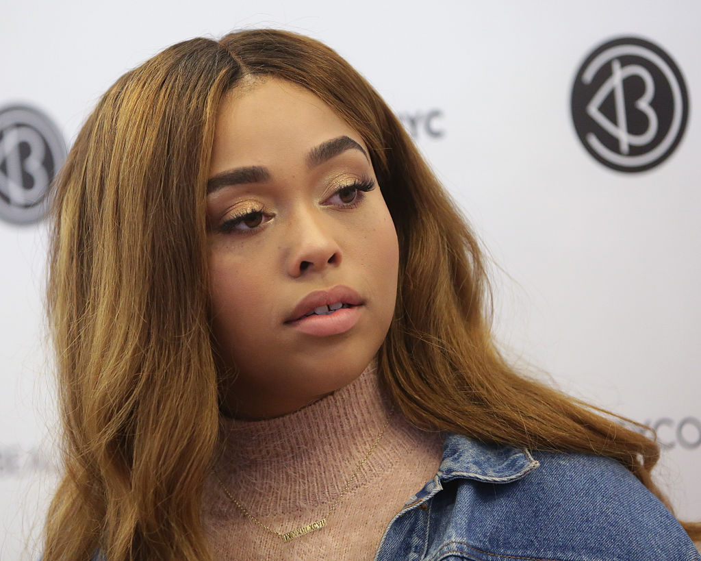 Jordyn Woods looking away from the camera, not smiling