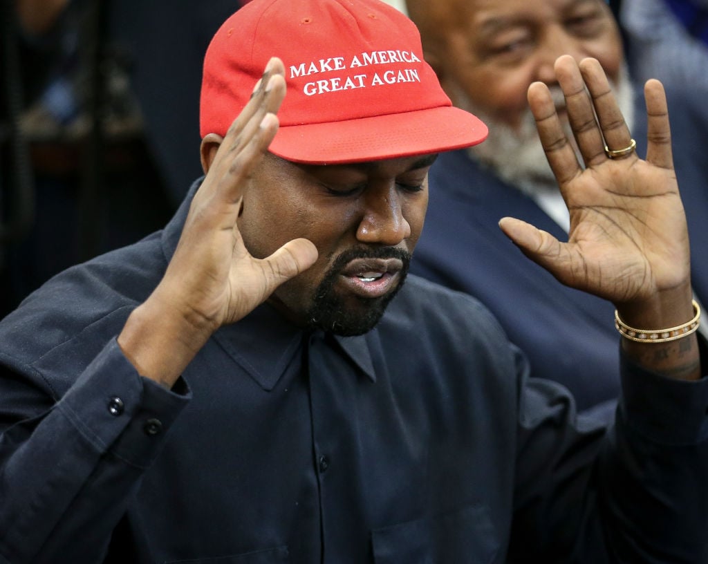 Kanye West in a meeting with President Donald Trump in October 2018 