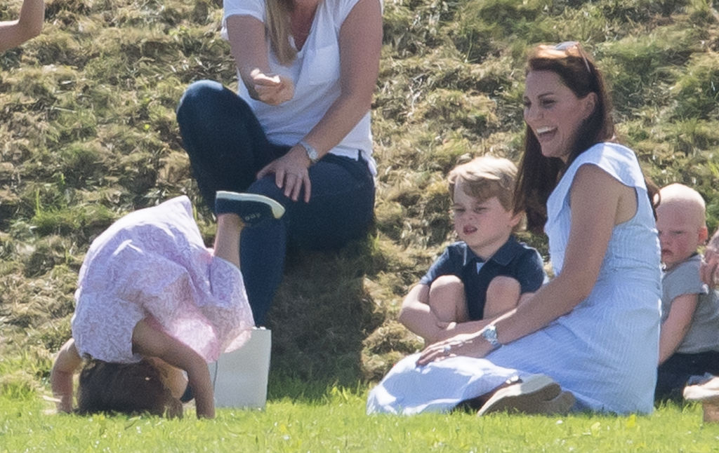 Kate Middleton, Prince George, and Princess Charlotte at the 2018 Maserati Charity Polo Trophy