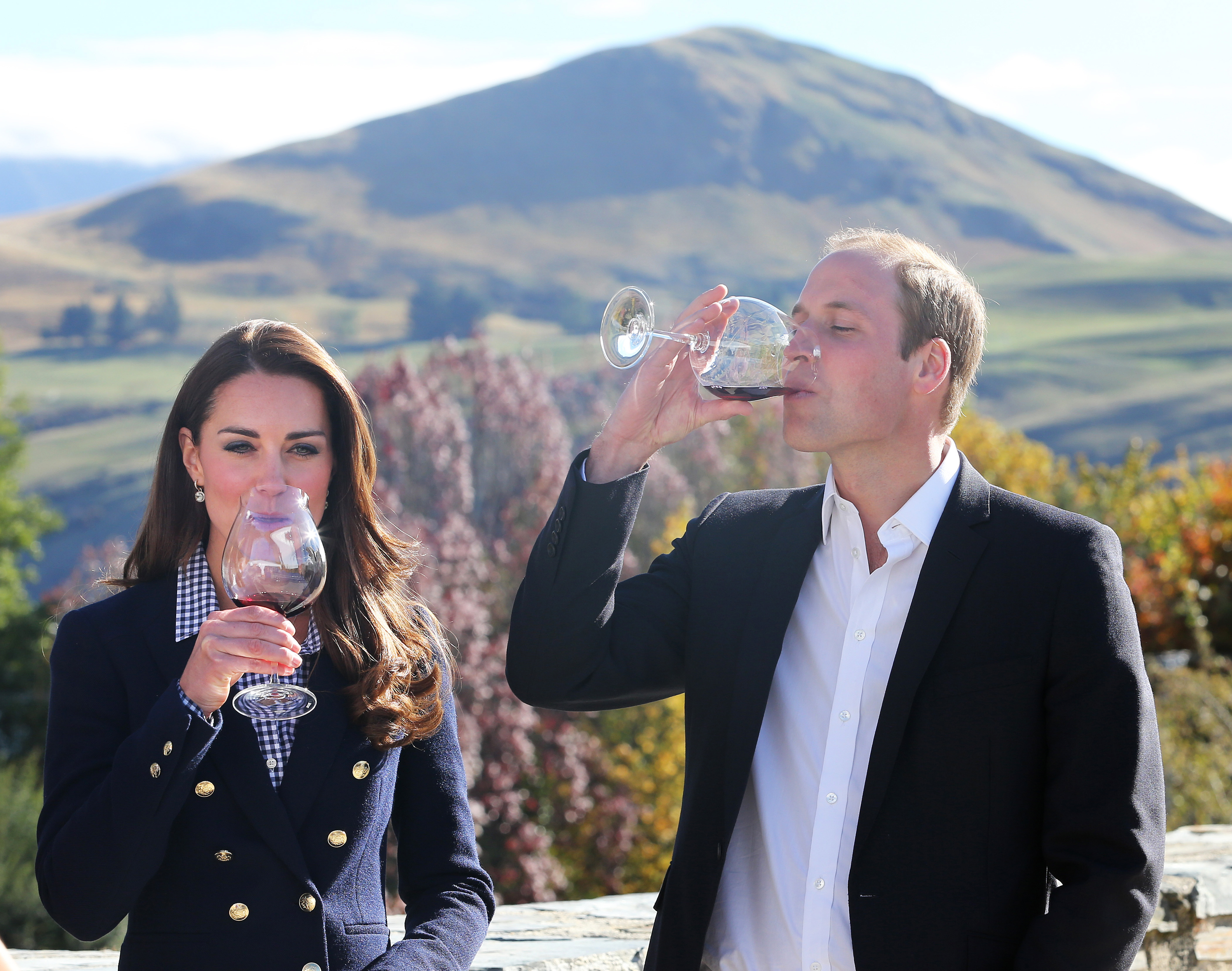 Kate Middleton and Prince William sample wine in 2014