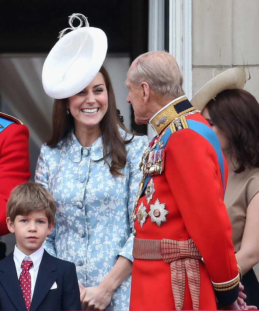 Kate Middleton smiles at Prince Philip while attending 2015 Trooping the Colour