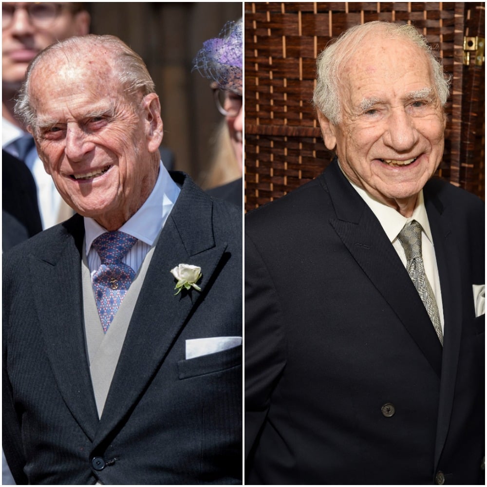 (L) Prince Philip, (R) Mel Brooks