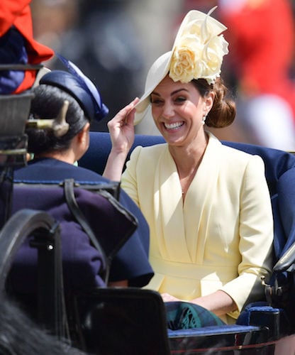 Meghan Markle makes Kate Middleton laugh at Trooping the Colour.
