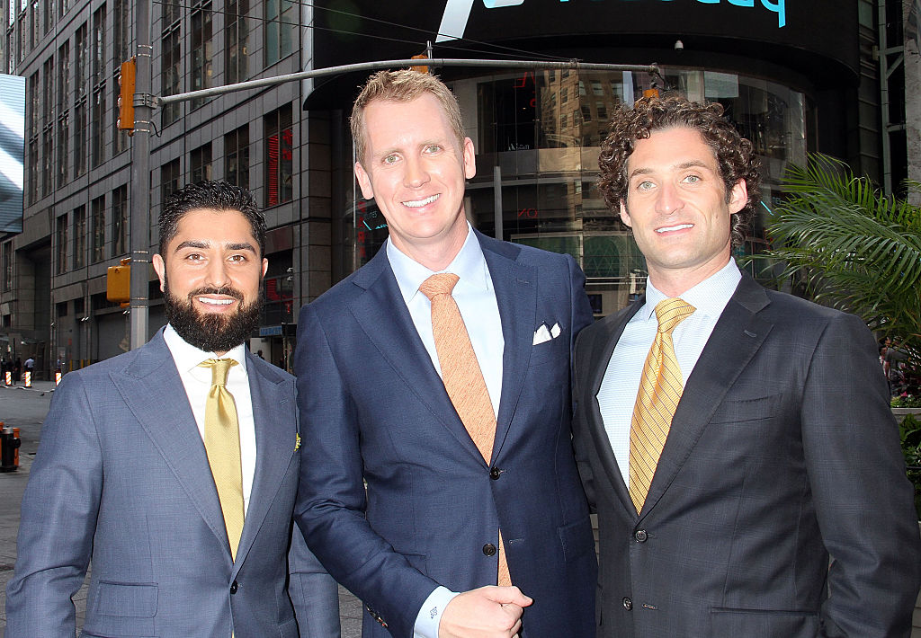 Roh Habibi, Andrew Greenwell and Justin Fichelson attend "Million Dollar Listing San Francisco" Rings The Nasdaq Stock Market Opening Bell