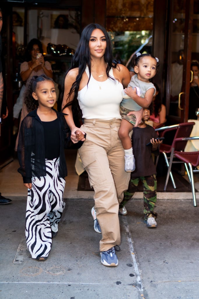 Kim Kardashian West with three of her kids
