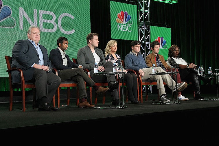 The 'Parks and Recreation' cast at a panel discussion in 2015