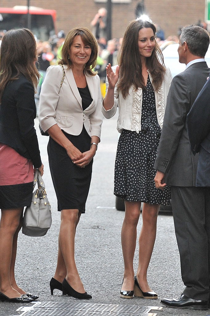 Pippa Middleton, Carole Middleton, and Kate Middleton arrive at Goring Hotel ahead of 2011 royal wedding