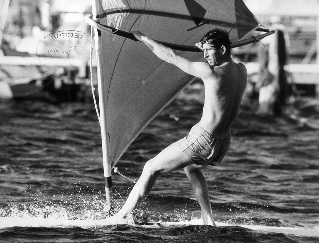 Prince Charles windsurfing