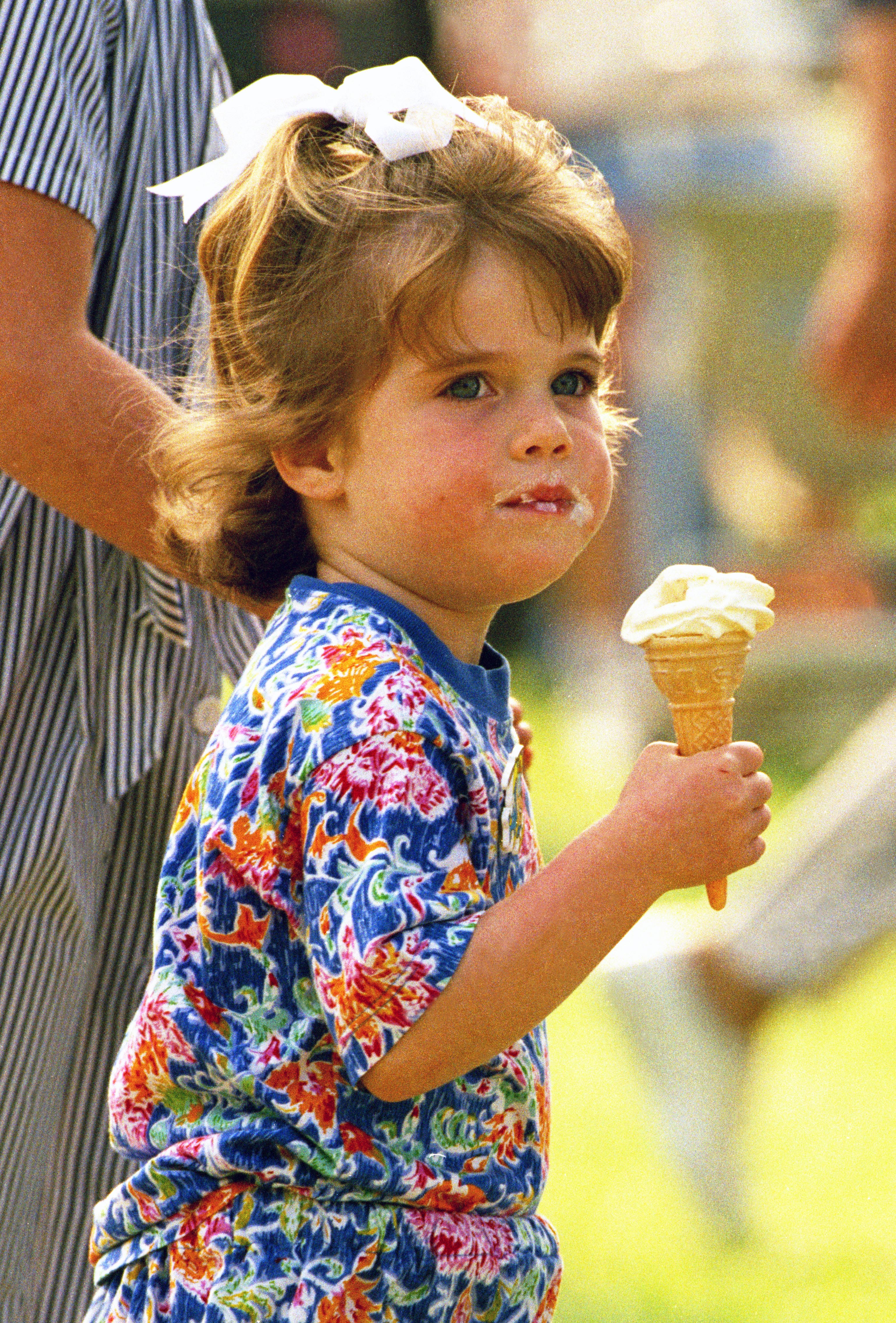 Princess Eugenie eats ice cream at the Royal Windsor Horse Show