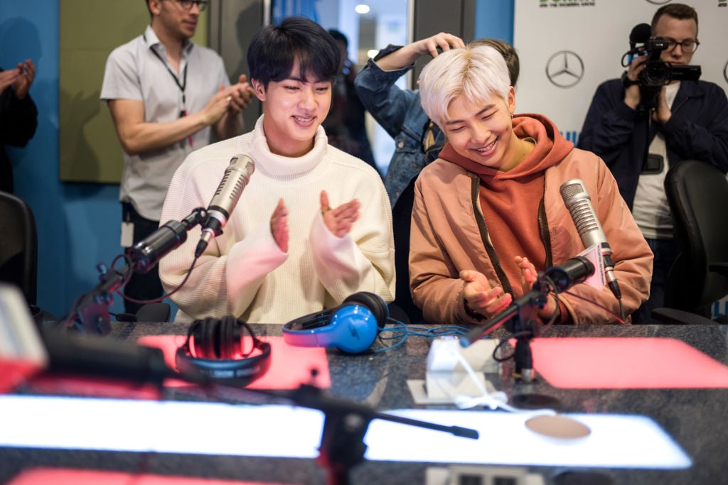 Jin and RM of BTS visit The Elvis Duran Z100 Morning 