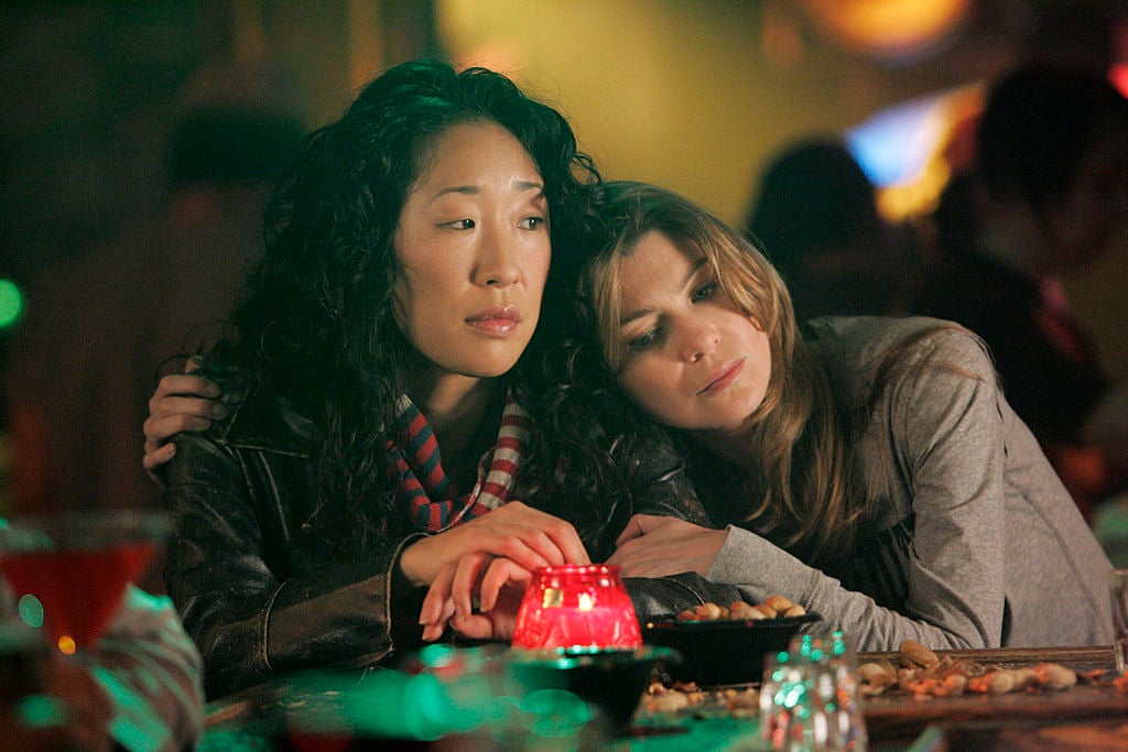 Sandra Oh as Cristina Yang and Ellen Pompeo as Meredith Grey on GREY S ANATOMY