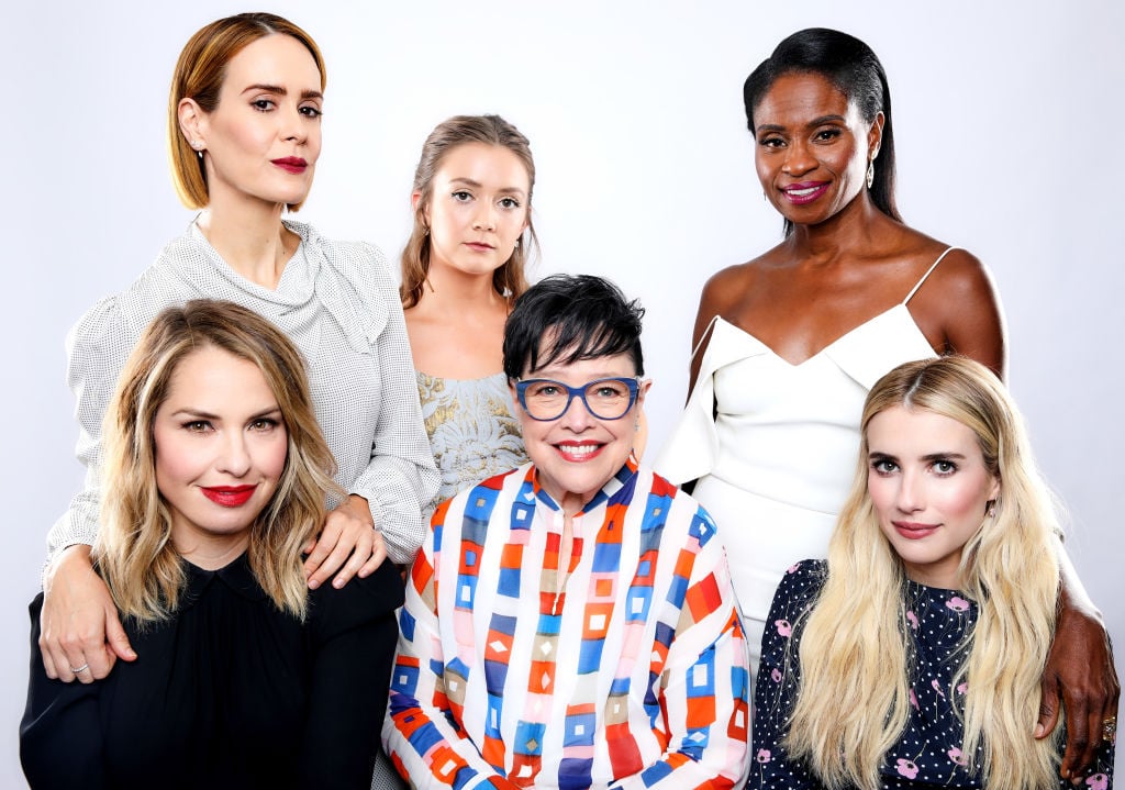 Sarah Paulson, Billie Lourd, Adina Porter, Leslie Grossman, Kathy Bates and Emma Roberts of FX's 'American Horror Story: Apocalypse' pose for a portrait during the 2018 Summer Television Critics Association Press Tour at The Beverly Hilton Hotel on August 3, 2018 in Beverly Hills, California. 