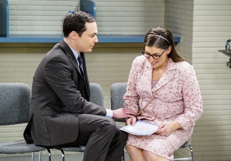 Sheldon Cooper (Jim Parsons) and Amy Farrah Fowler (Mayim Bialik)