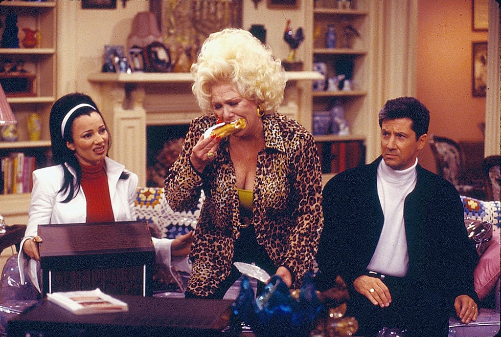 Fran Drescher as Fran Fine, Renee Taylor as Sylvia Fine and Charles Shaughnessy as Maxwell Sheffield 