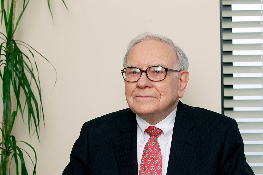 Warren Buffet smiling on set of 'The Office'