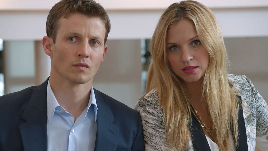 Will Estes and Vanessa Ray on the set of Blue Bloods 