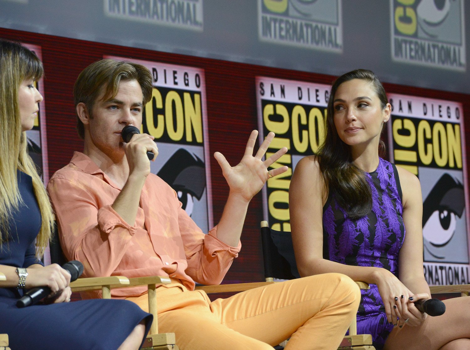 Patty Jenkins, Chris Pine, and Gal Gadot at San Diego Comic-Con