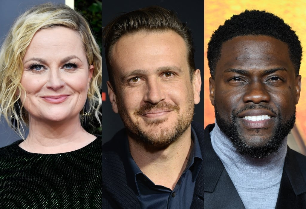 composite image of Amy Poehler, Jason Segel, and Kevin Hart