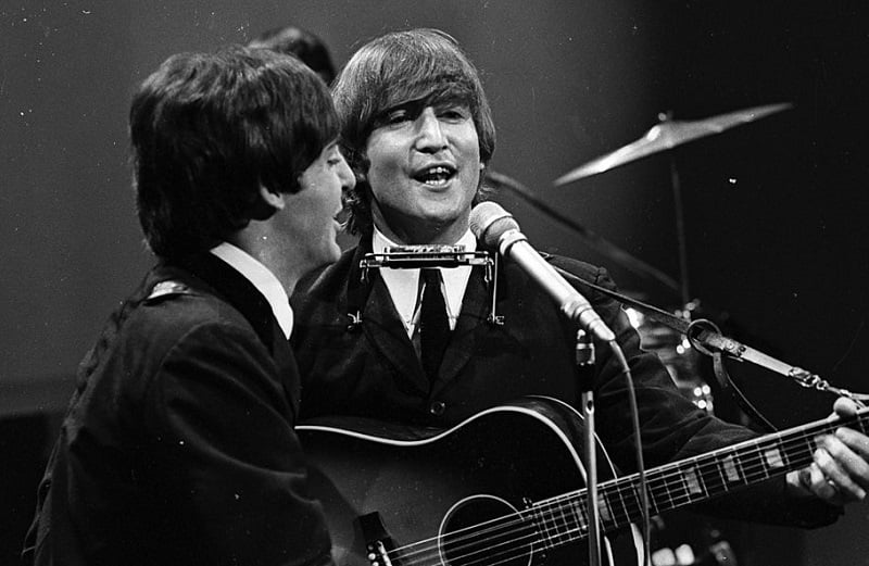 Beatles John and Paul performing