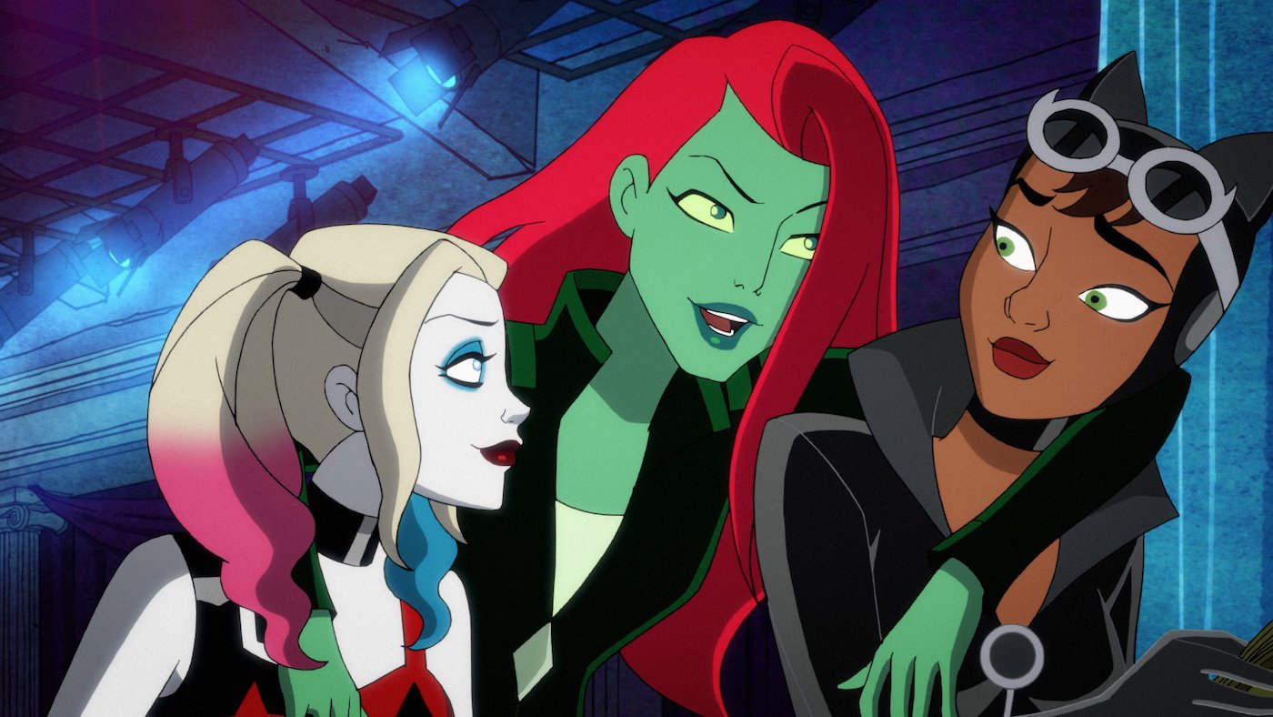 Harley Quinn, Poison Ivy, and Catwoman at Ivy's bachelorette party in Season 2, Episode 9, 'Harley Quinn'