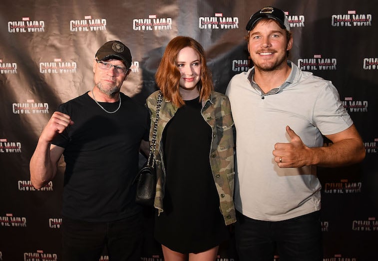 Michael Rooker, Karen Gillan, and Chris Pratt on the red carpet