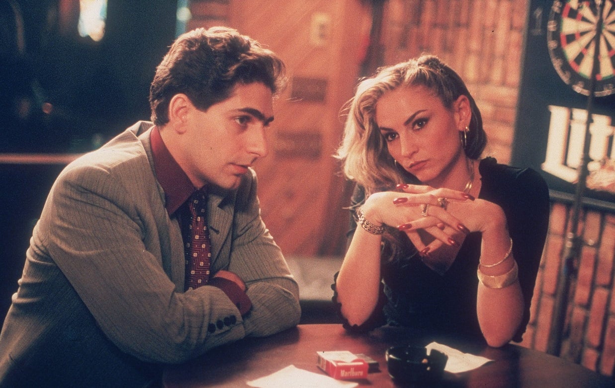 Drea De Matteo and Michael Imperioli performing in a bar set