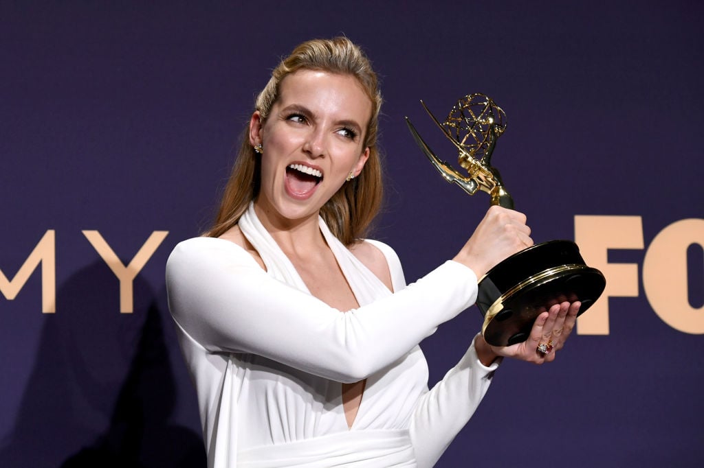 Jodie Comer with her Emmy for Outstanding Lead Actress in a Drama Series for 'Killing Eve' on September 22, 2019.