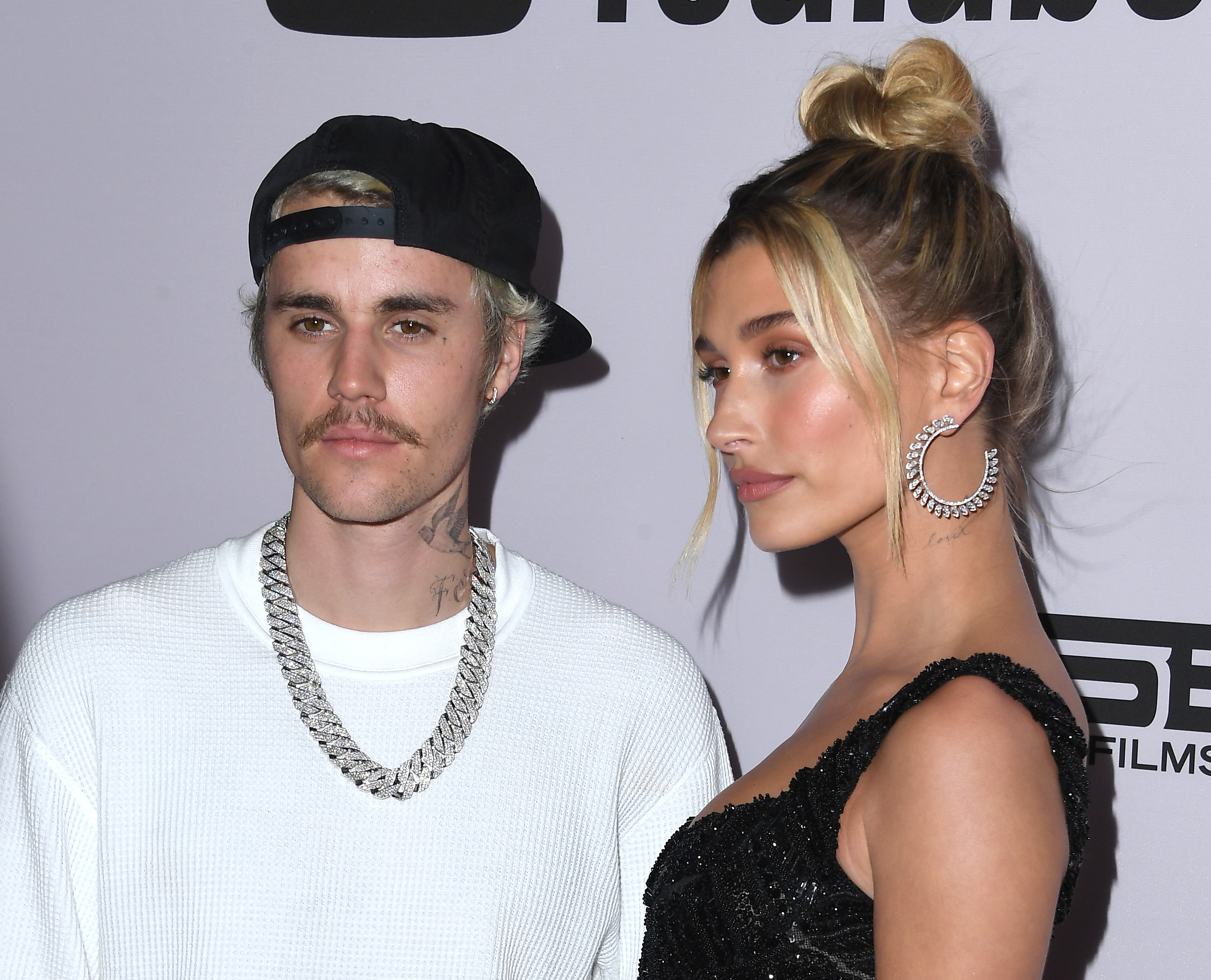 Justin Bieber and Hailey Bieber arrive at the premiere of YouTube Originals' 'Justin Bieber: Seasons' on January 27, 2020 in Los Angeles, California.